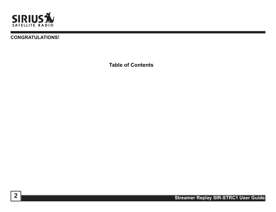 Sirius Satellite Radio STREAMER SIR-STRC1 User Manual | Page 2 / 46