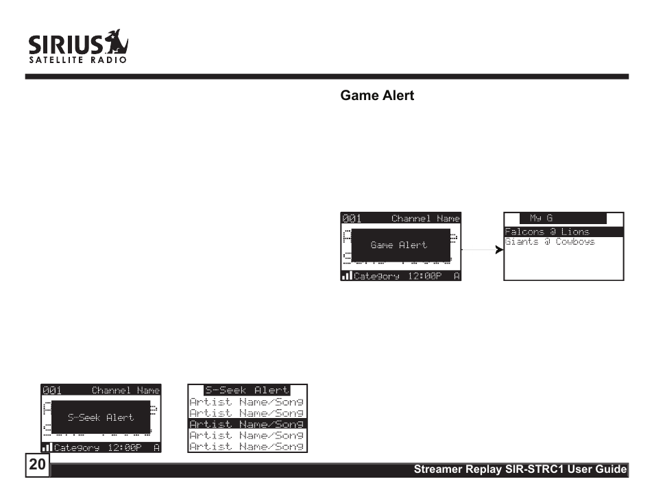 Sirius Satellite Radio STREAMER SIR-STRC1 User Manual | Page 20 / 46