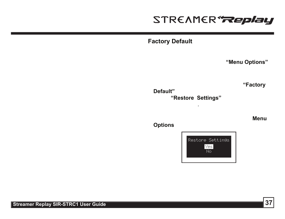 Sirius Satellite Radio STREAMER SIR-STRC1 User Manual | Page 37 / 46