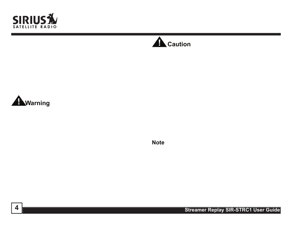 Sirius Satellite Radio STREAMER SIR-STRC1 User Manual | Page 4 / 46