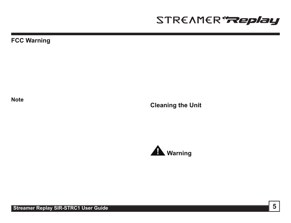 Sirius Satellite Radio STREAMER SIR-STRC1 User Manual | Page 5 / 46