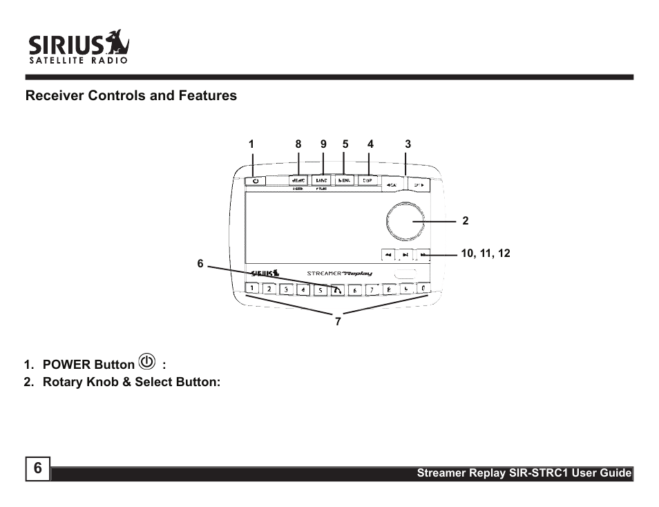 Sirius Satellite Radio STREAMER SIR-STRC1 User Manual | Page 6 / 46