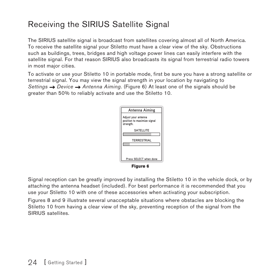 Receiving the sirius satellite signal | Sirius Satellite Radio 10 User Manual | Page 26 / 94