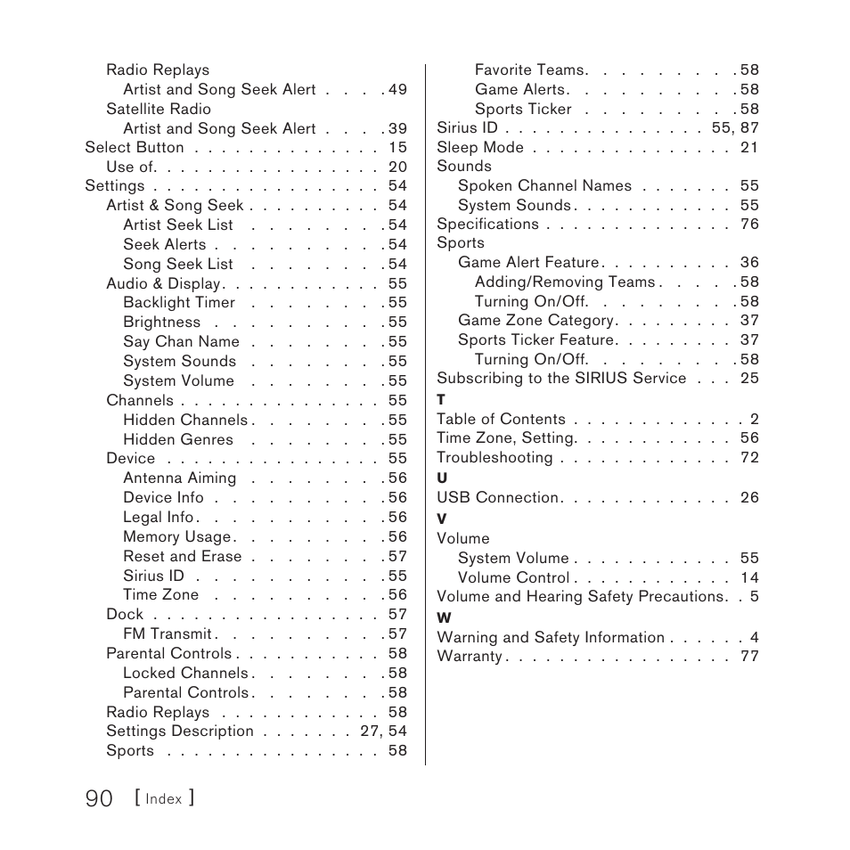 Sirius Satellite Radio 10 User Manual | Page 92 / 94