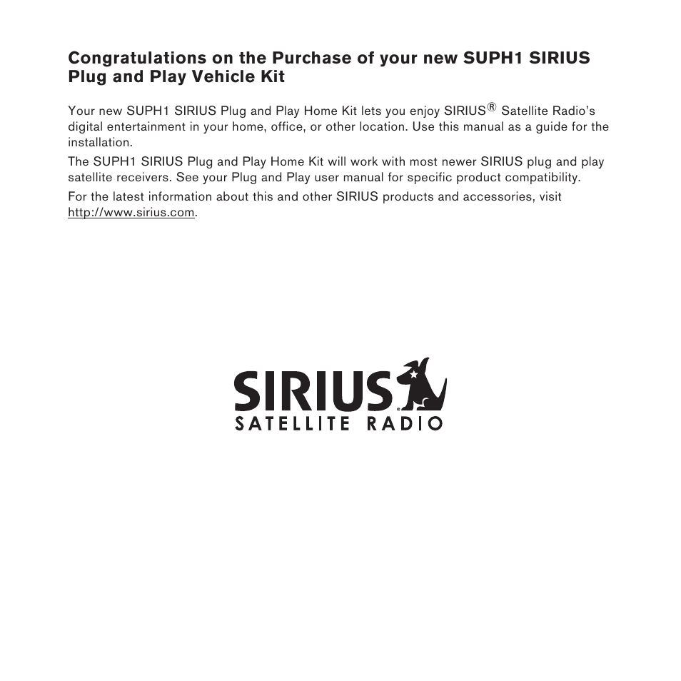 Sirius Satellite Radio SUPH1 User Manual | Page 2 / 20