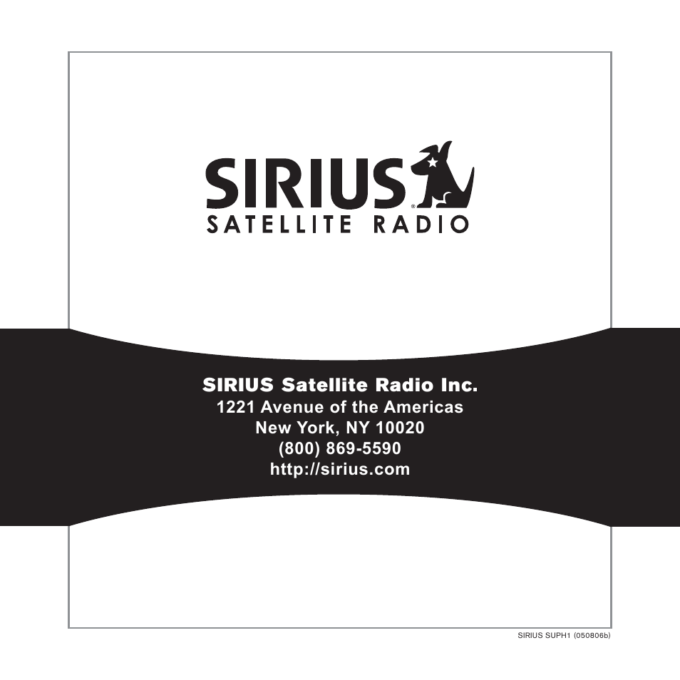 Sirius satellite radio inc | Sirius Satellite Radio SUPH1 User Manual | Page 20 / 20