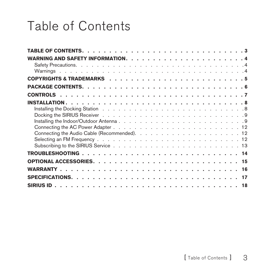 Sirius Satellite Radio SUPH1 User Manual | Page 3 / 20