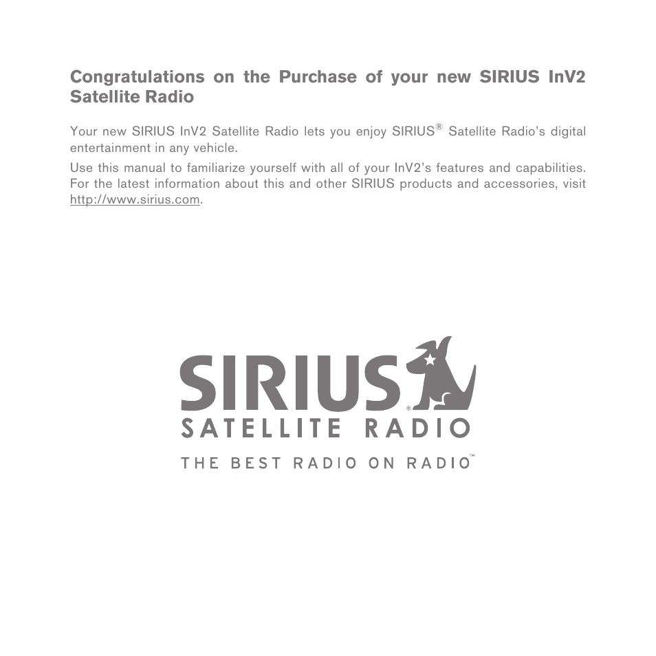 Sirius Satellite Radio INV2 User Manual | Page 3 / 80