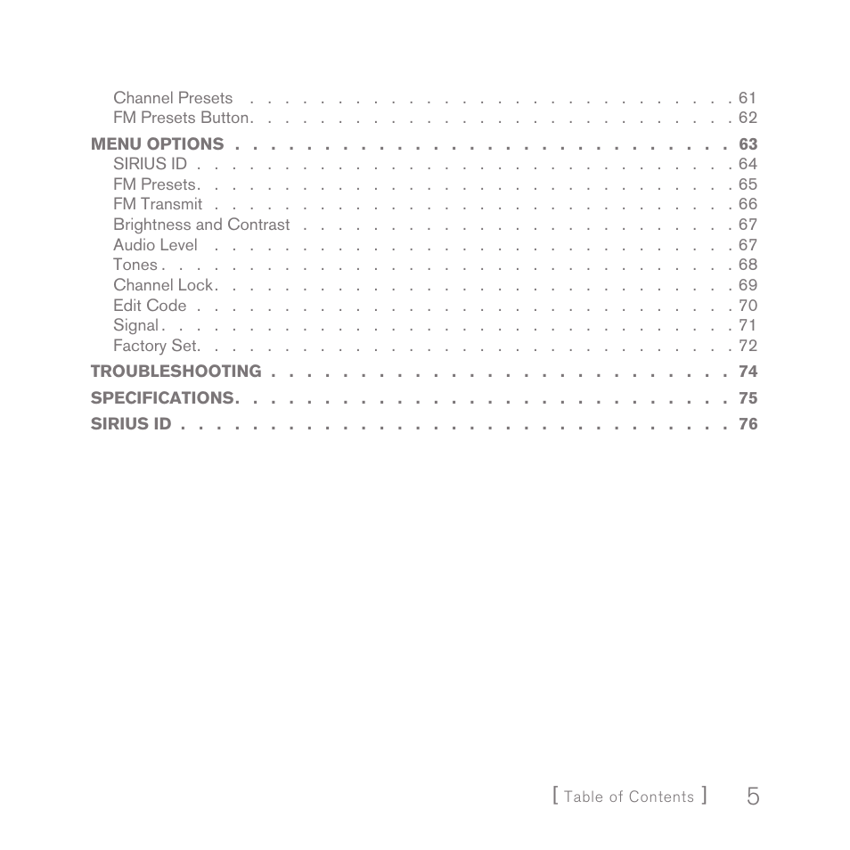 Sirius Satellite Radio INV2 User Manual | Page 5 / 80