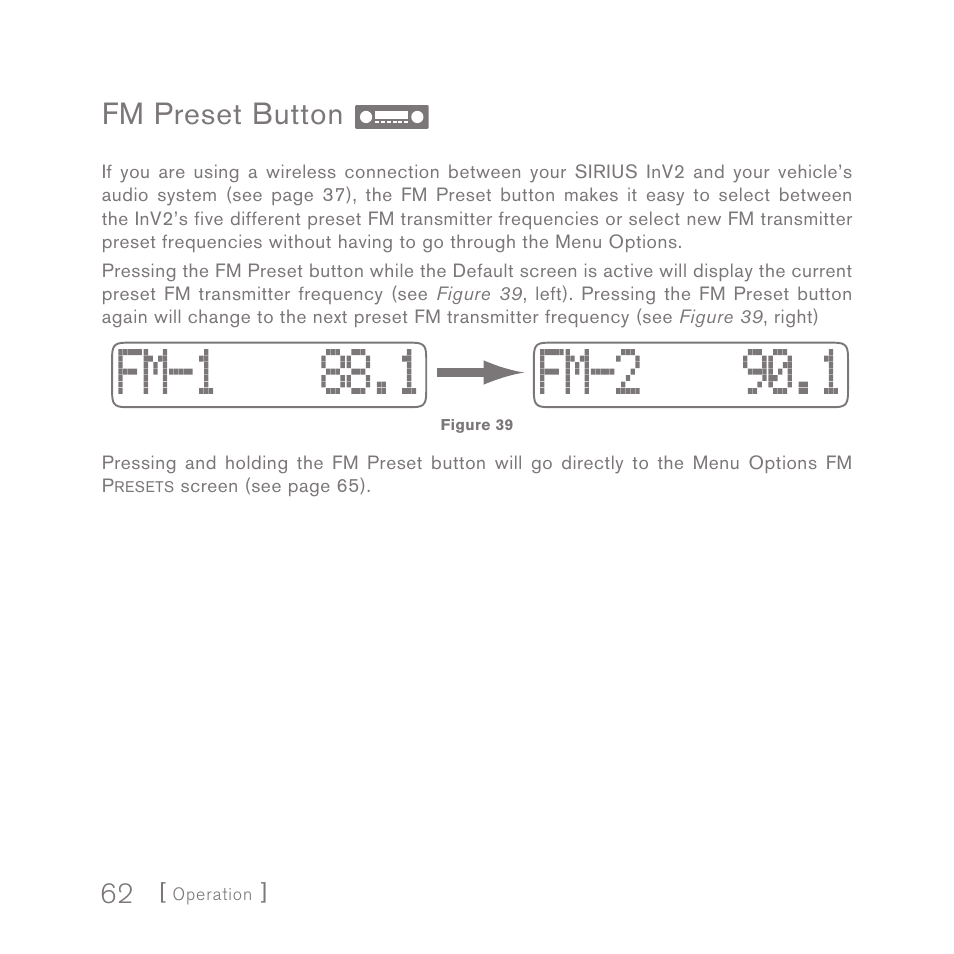 Fm preset button | Sirius Satellite Radio INV2 User Manual | Page 62 / 80