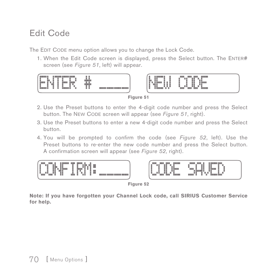 Edit code | Sirius Satellite Radio INV2 User Manual | Page 70 / 80