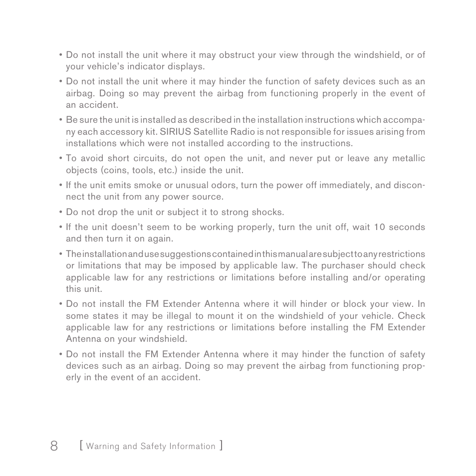 Sirius Satellite Radio INV2 User Manual | Page 8 / 80