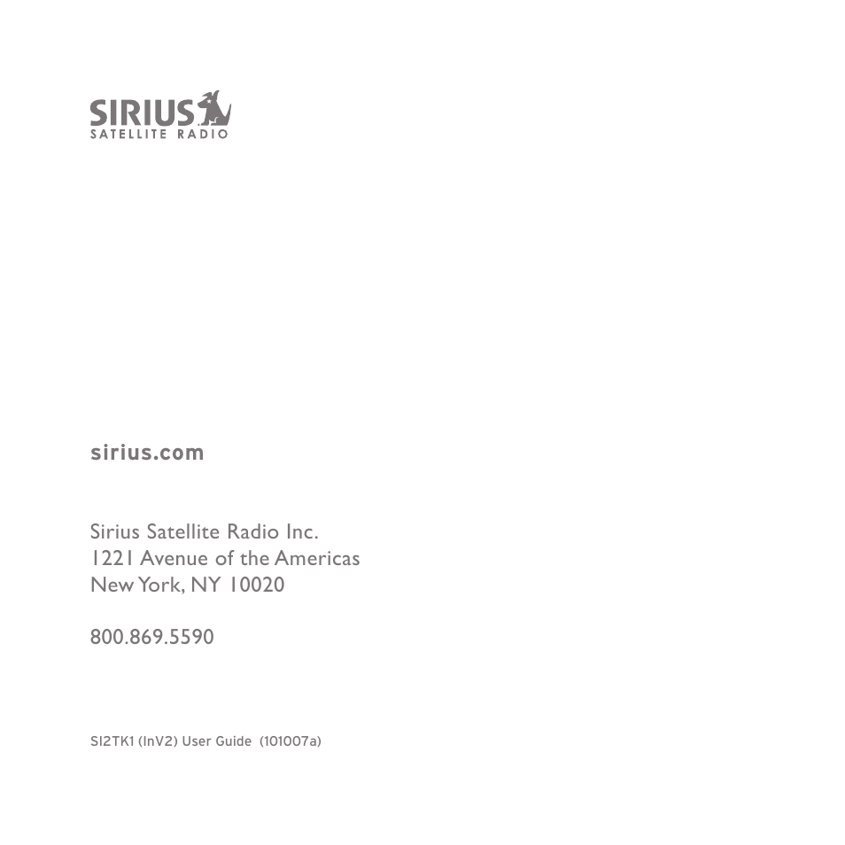 Sirius Satellite Radio INV2 User Manual | Page 80 / 80