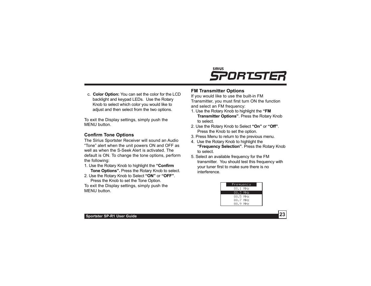 Sirius Satellite Radio SIRIUS Sportster SP-R1 User Manual | Page 23 / 38