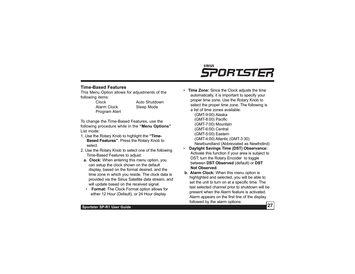 Sirius Satellite Radio SIRIUS Sportster SP-R1 User Manual | Page 27 / 38