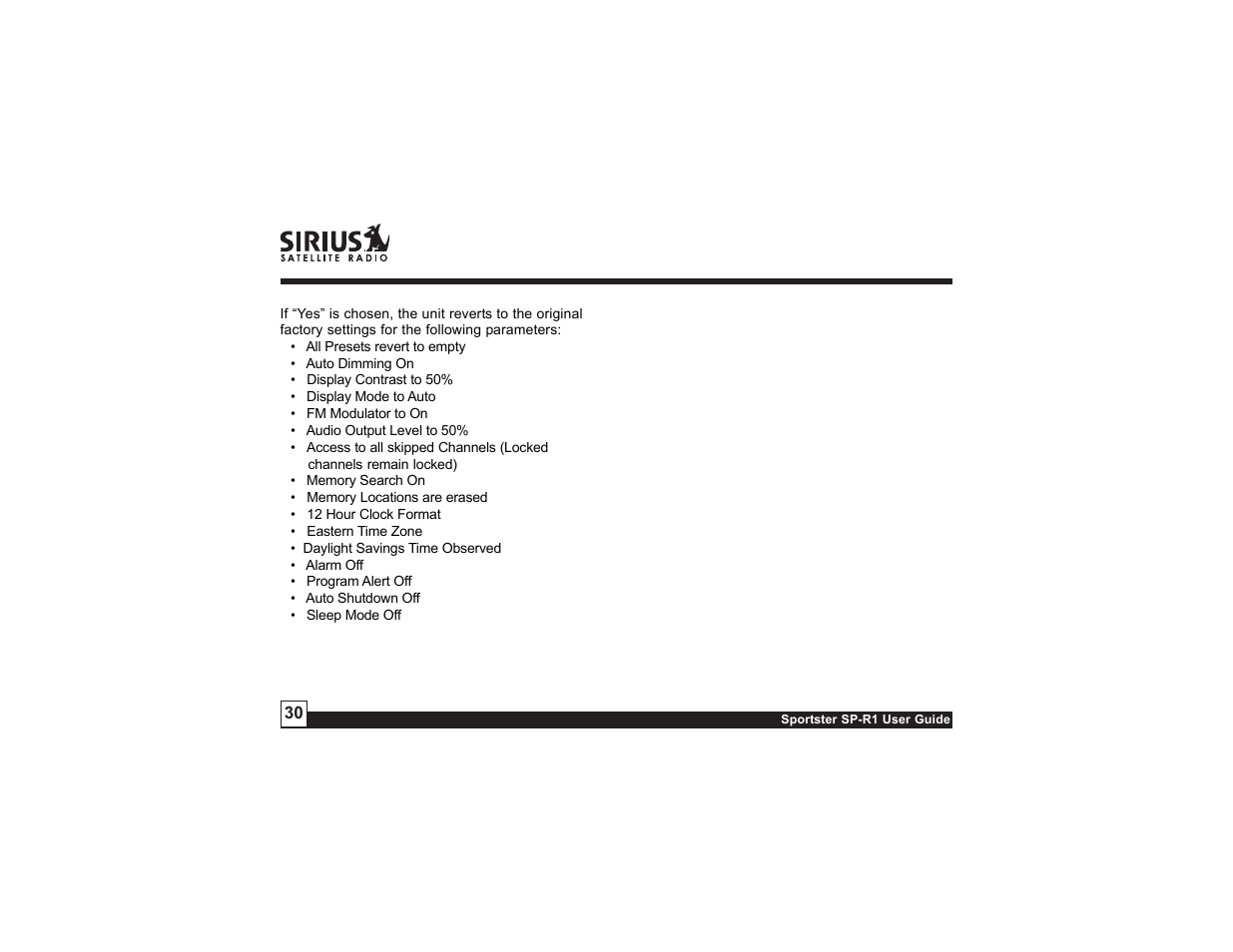 Sirius Satellite Radio SIRIUS Sportster SP-R1 User Manual | Page 30 / 38