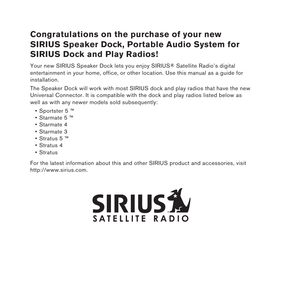 Sirius Satellite Radio SUBX2082808a User Manual | Page 2 / 28