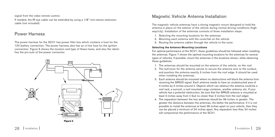 Power harness, Magnetic vehicle antenna installation | Sirius Satellite Radio SiriusConnect SBTV091807a User Manual | Page 16 / 42