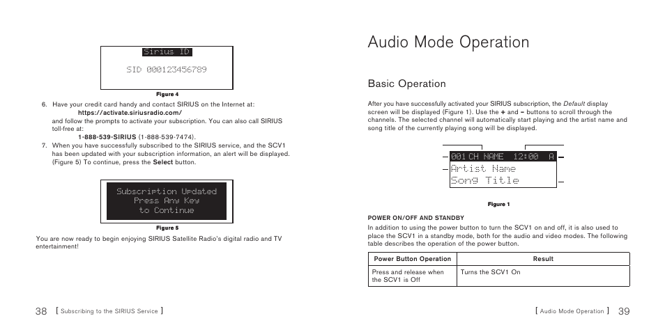 Audio mode operation, Basic operation | Sirius Satellite Radio SiriusConnect SBTV091807a User Manual | Page 21 / 42