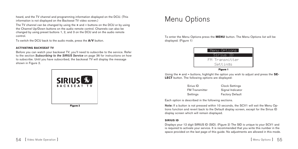 Menu options | Sirius Satellite Radio SiriusConnect SBTV091807a User Manual | Page 29 / 42