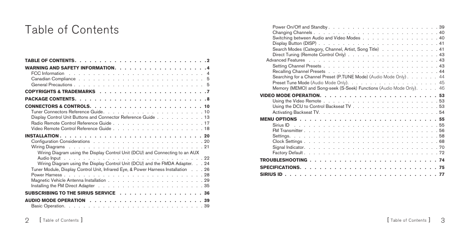 Sirius Satellite Radio SiriusConnect SBTV091807a User Manual | Page 3 / 42