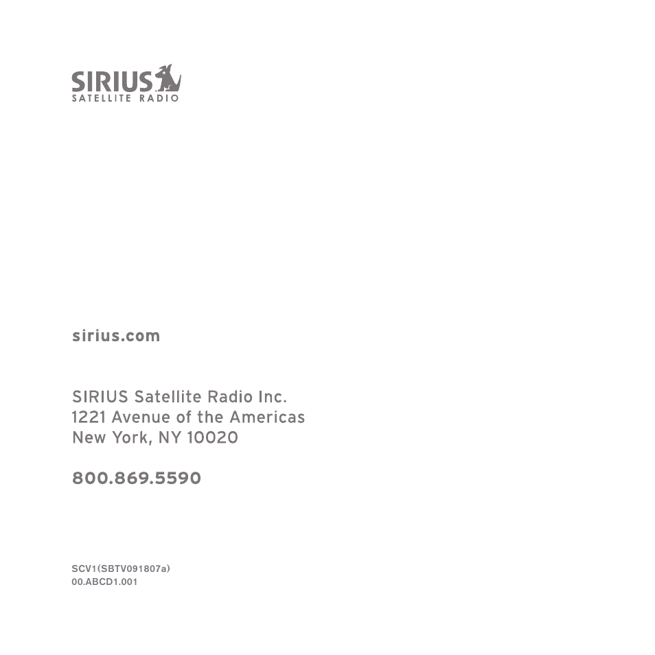 Sirius Satellite Radio SiriusConnect SBTV091807a User Manual | Page 42 / 42