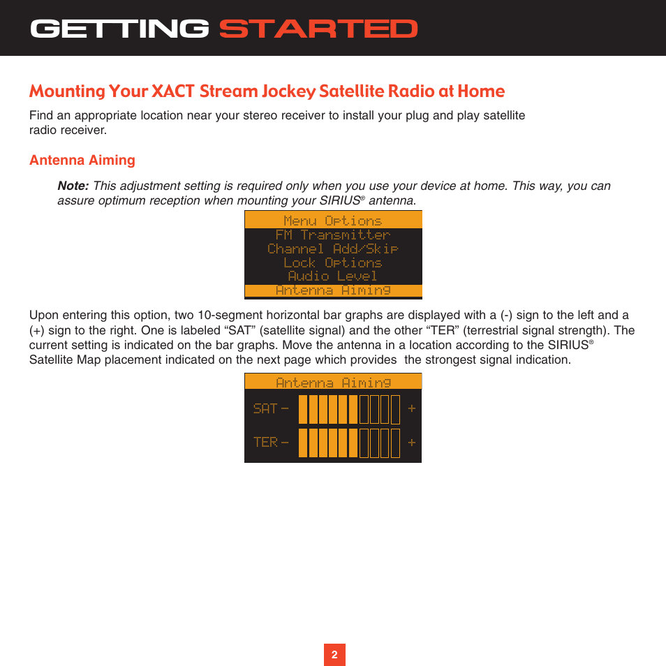 Getting started | Sirius Satellite Radio XS022 User Manual | Page 6 / 12