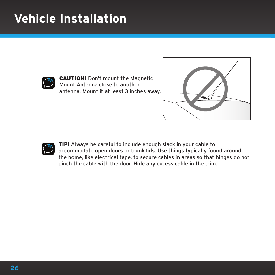 Vehicle installation | Sirius Satellite Radio SDSV6V1 User Manual | Page 26 / 98