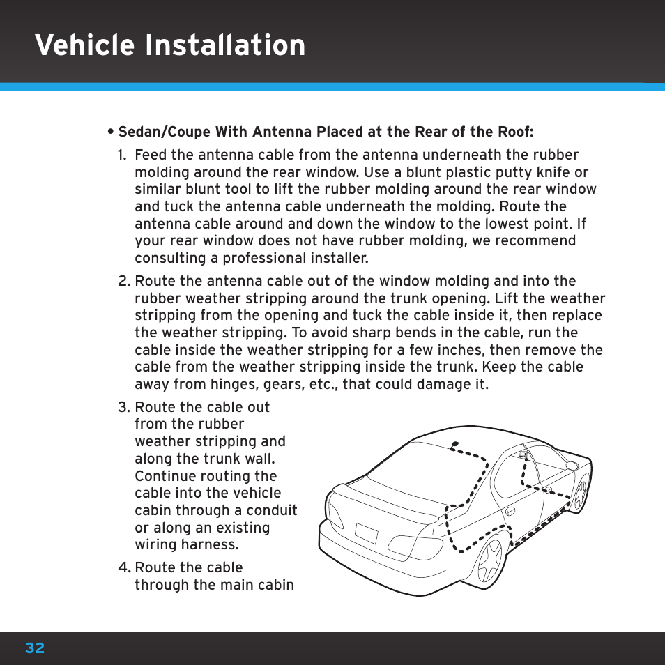 Vehicle installation | Sirius Satellite Radio SDSV6V1 User Manual | Page 32 / 98