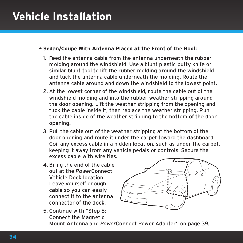 Vehicle installation | Sirius Satellite Radio SDSV6V1 User Manual | Page 34 / 98