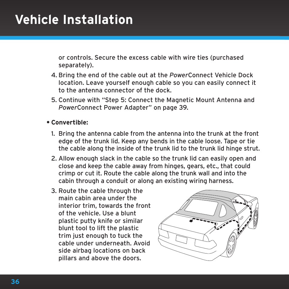 Vehicle installation | Sirius Satellite Radio SDSV6V1 User Manual | Page 36 / 98