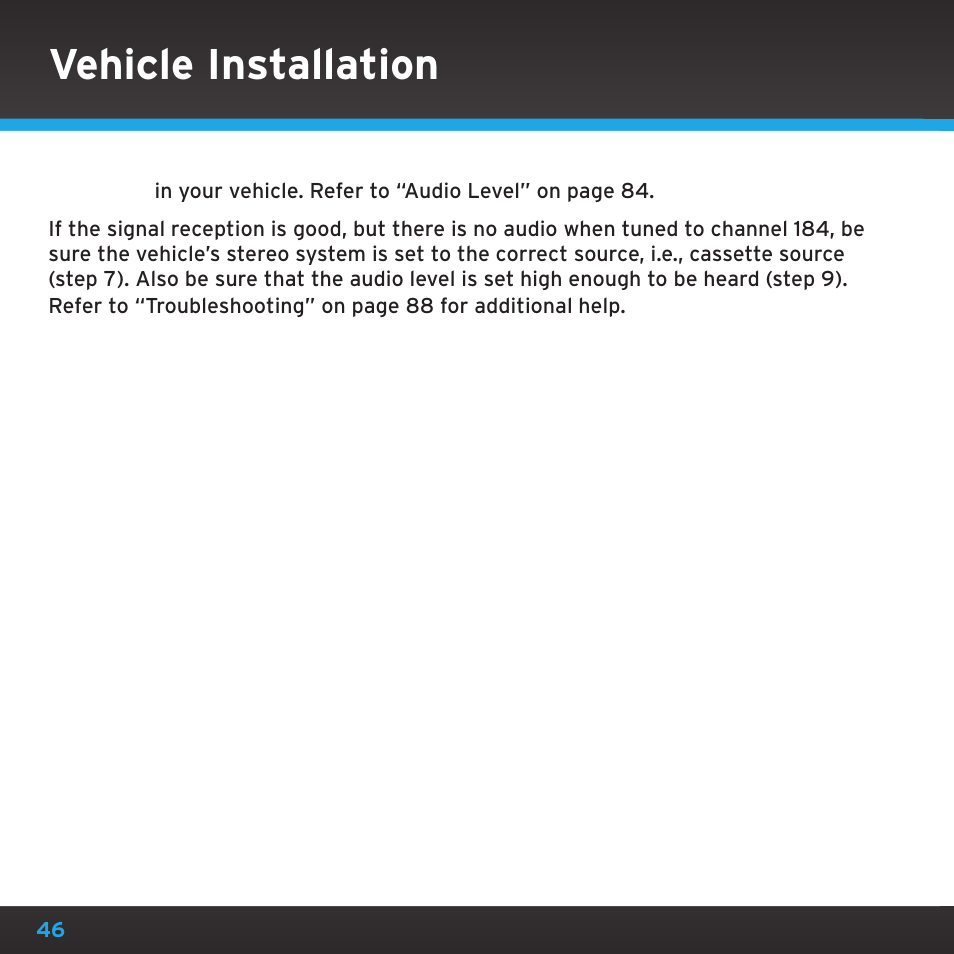 Vehicle installation | Sirius Satellite Radio SDSV6V1 User Manual | Page 46 / 98