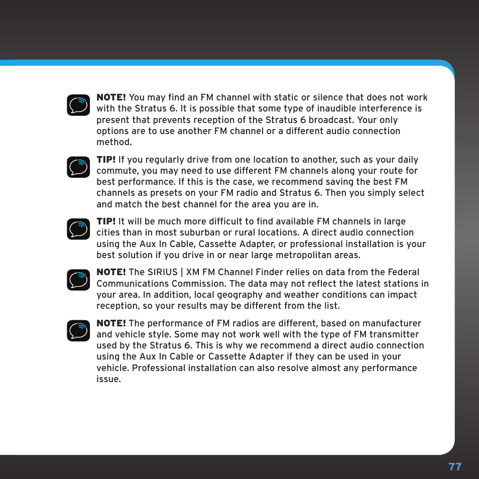 Configuring your stratus 6 | Sirius Satellite Radio SDSV6V1 User Manual | Page 77 / 98