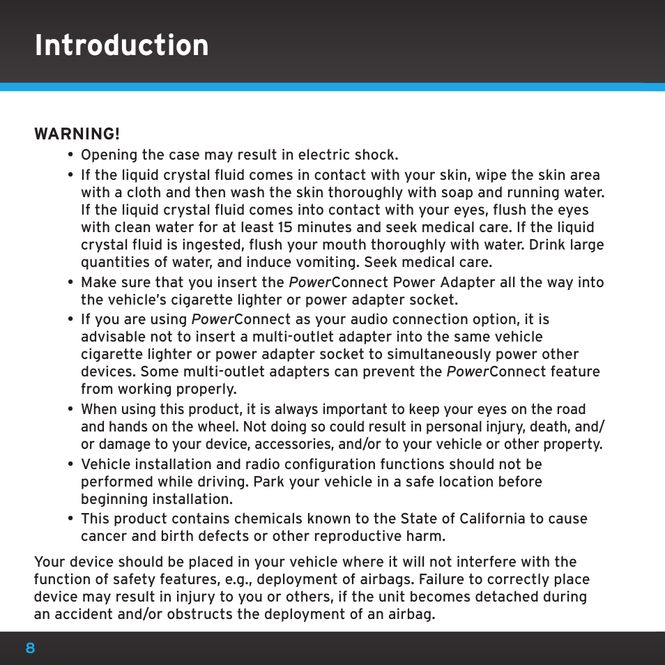 Introduction | Sirius Satellite Radio SDSV6V1 User Manual | Page 8 / 98