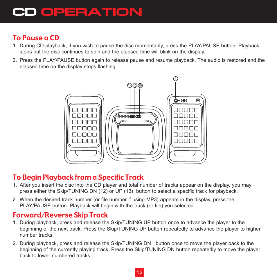 Cd operation, Forward/reverse skip track | Sirius Satellite Radio XS097 User Manual | Page 21 / 36