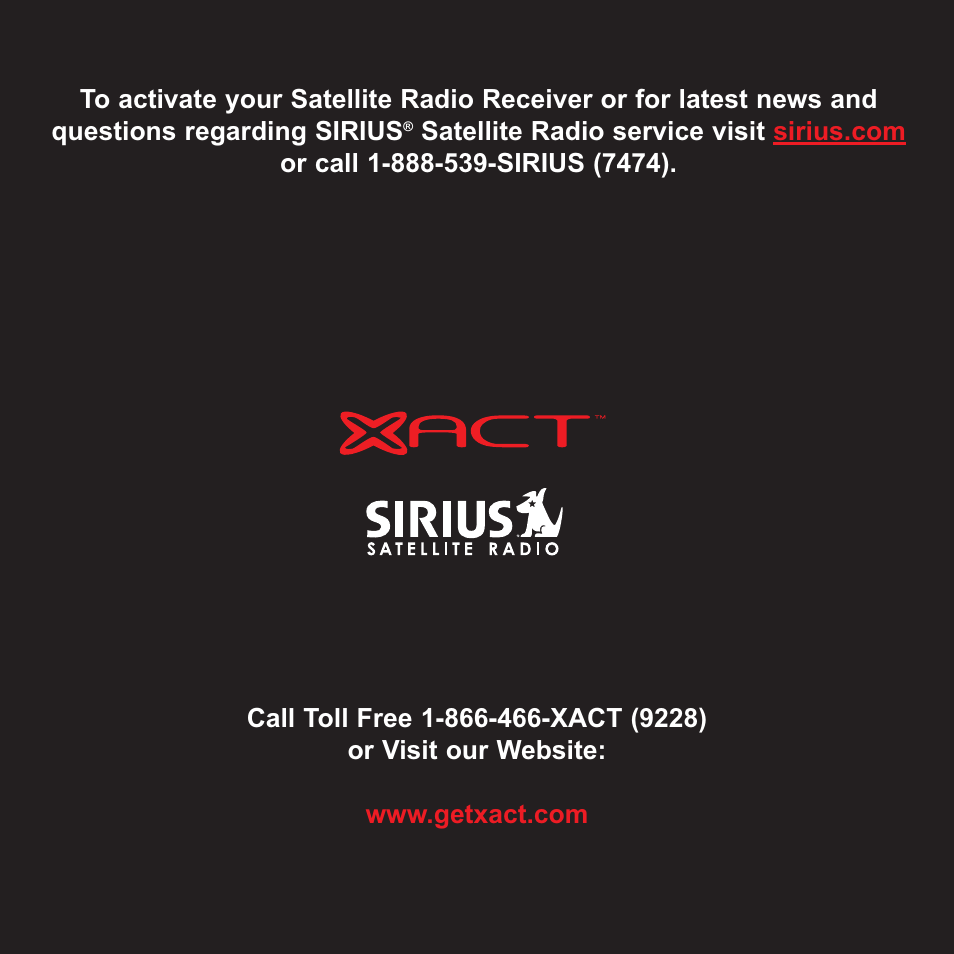 Sirius Satellite Radio XS097 User Manual | Page 36 / 36