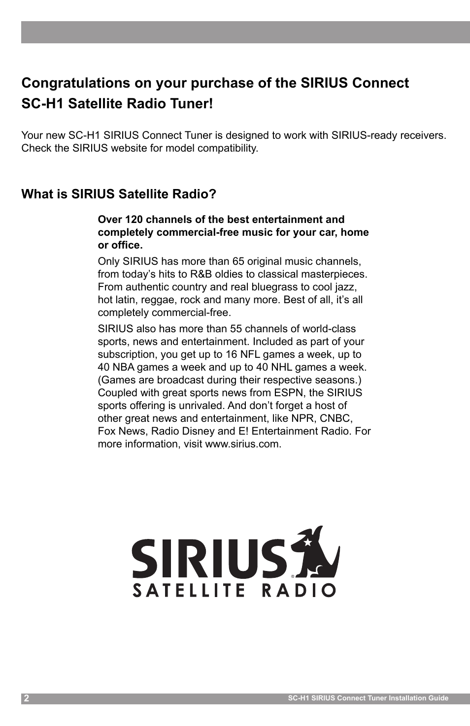 What is sirius satellite radio | Sirius Satellite Radio SCH1 User Manual | Page 2 / 10