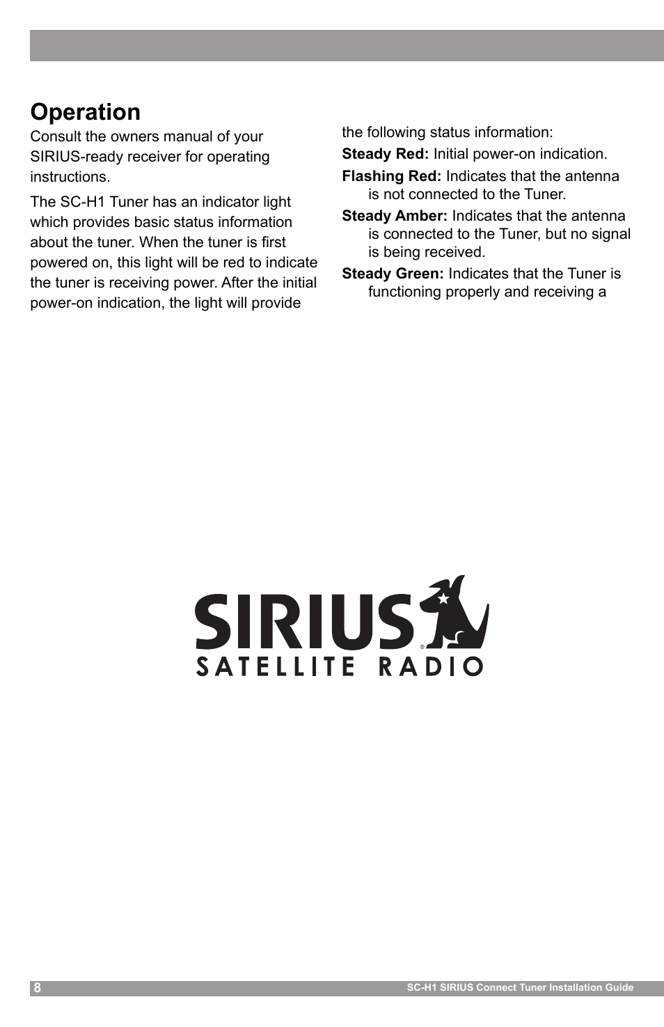 Operation | Sirius Satellite Radio SCH1 User Manual | Page 8 / 10