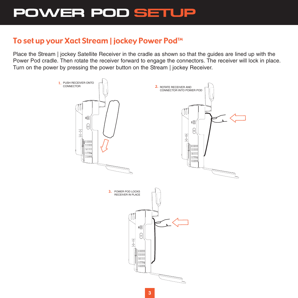 Power pod setup | Sirius Satellite Radio STREAM | JOCKEY POWER POD XS028 User Manual | Page 8 / 20