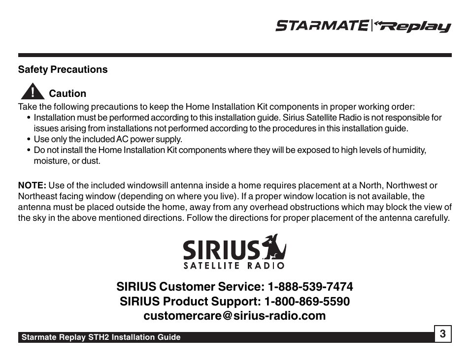 Sirius Satellite Radio STH2 User Manual | Page 3 / 8