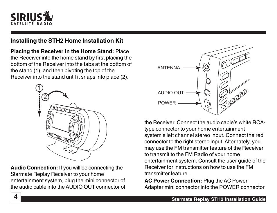 Sirius Satellite Radio STH2 User Manual | Page 4 / 8