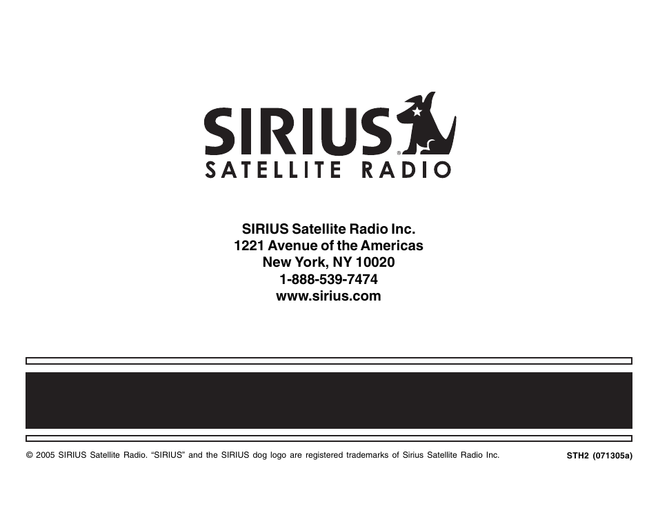 Sirius Satellite Radio STH2 User Manual | Page 8 / 8