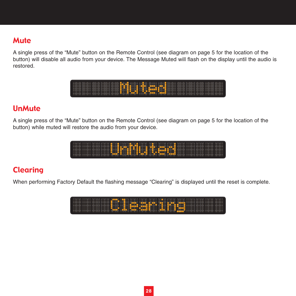 Mute, Unmute, Clearing | Sirius Satellite Radio XTR3CK User Manual | Page 32 / 36