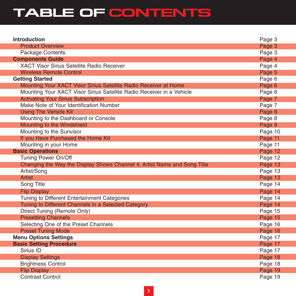 Sirius Satellite Radio XTR3CK User Manual | Page 5 / 36
