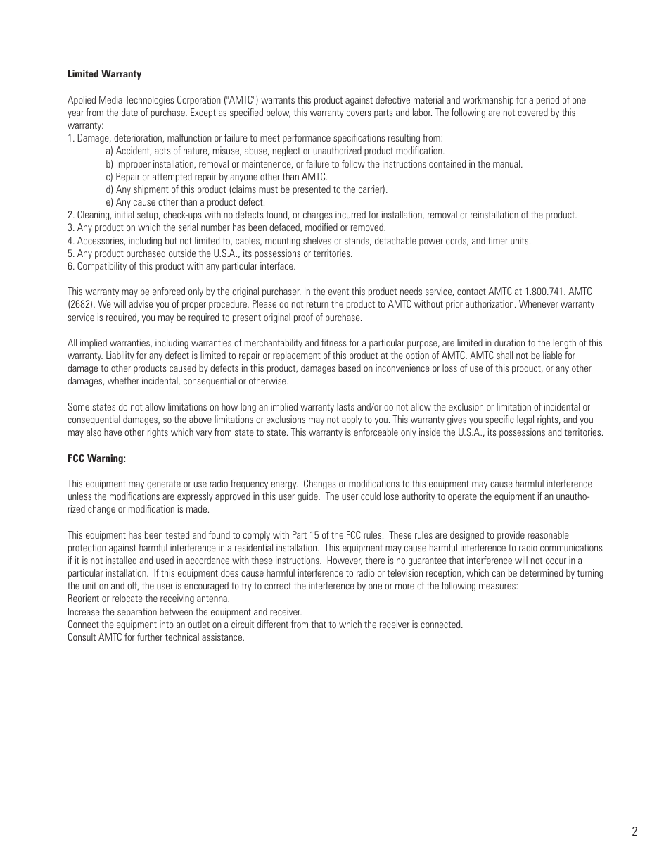 Sirius Satellite Radio EQ-SIRRCV User Manual | Page 2 / 14