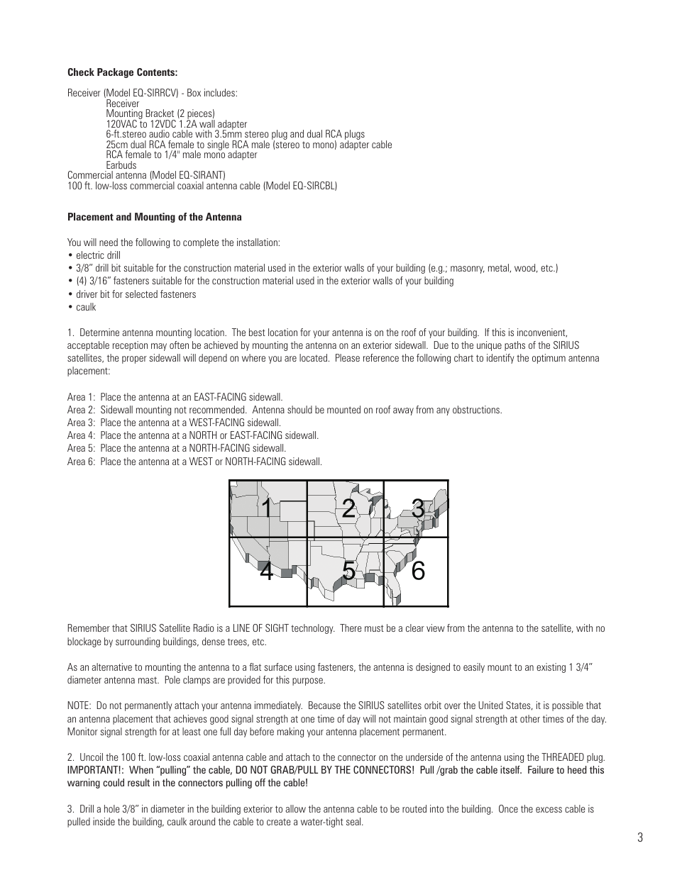 Sirius Satellite Radio EQ-SIRRCV User Manual | Page 3 / 14