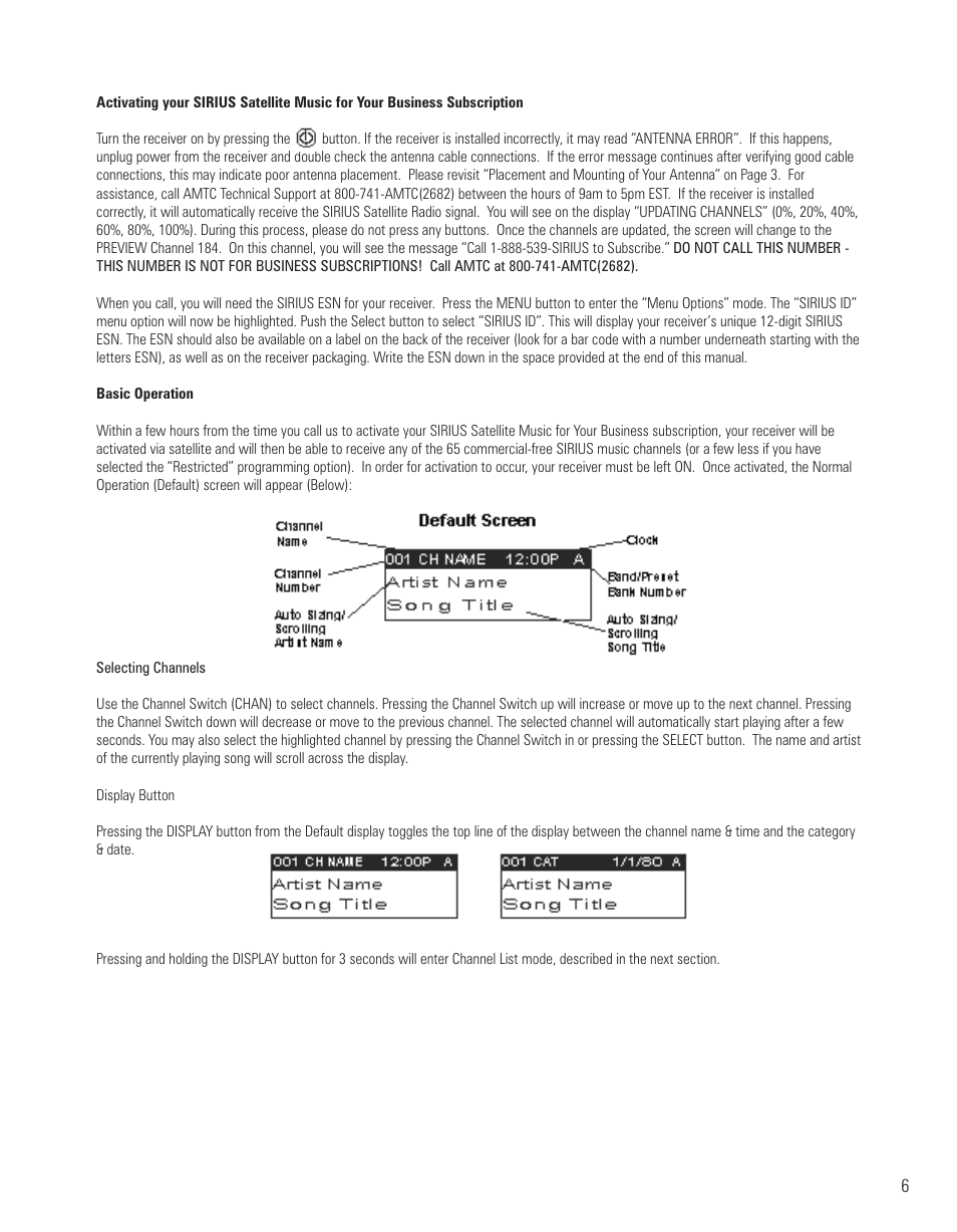 Sirius Satellite Radio EQ-SIRRCV User Manual | Page 6 / 14