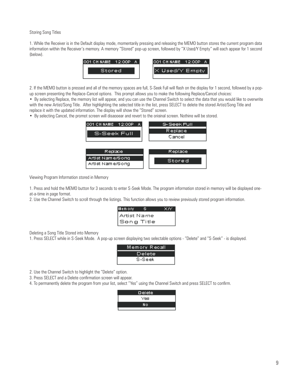 Sirius Satellite Radio EQ-SIRRCV User Manual | Page 9 / 14