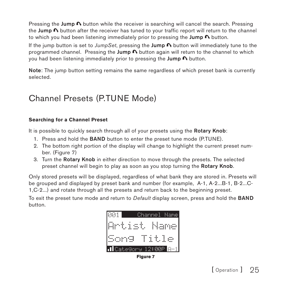 Channel presets (p.tune mode) | Sirius Satellite Radio 4 User Manual | Page 27 / 64