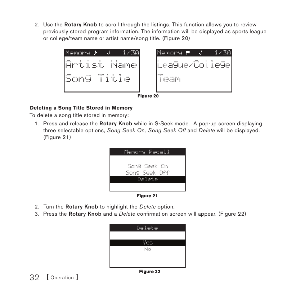 Artist name song title league/college team | Sirius Satellite Radio 4 User Manual | Page 34 / 64